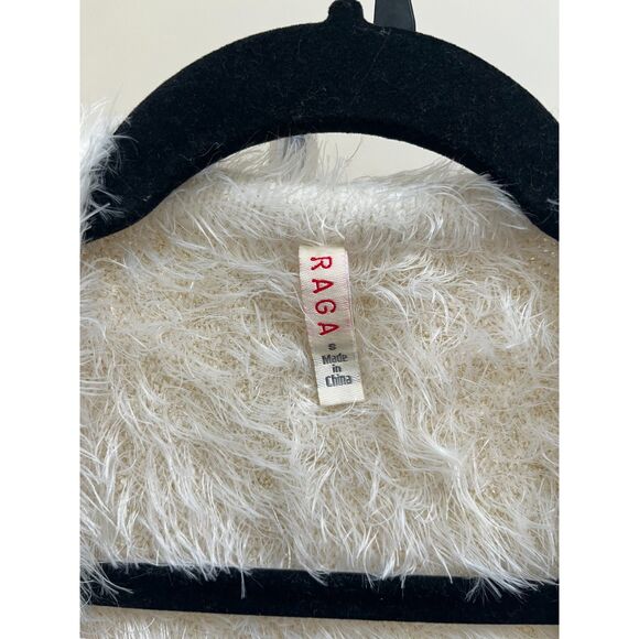 RAGA Cassidy LEOPARD Cardigan ANTHROPOLOGIE White Gold Eyelash Open Sweater - Picture 5 of 9